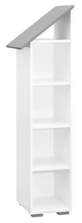 Chambre d'enfant - Bibliothèque Daniel 03, couleur : blanc / gris, version gauche - 165 x 43 x 44 cm (h x l x p)