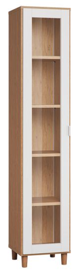 Vitrine Arbolita 13, couleur : chêne / blanc - Dimensions : 195 x 39 x 40 cm (H x L x P)