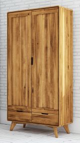 Armoire à portes battantes / Penderie Timaru 19 en chêne sauvage massif huilé - Dimensions : 180 x 90 x 45 cm (H x L x P)