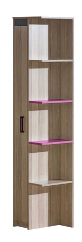 Chambre d'adolescents - Armoire Marcel 05, couleur : rose cendré / gris / brun - Dimensions : 187 x 39 x 38 cm (h x l x p)