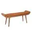 Banc en bois massif de manguier, Couleur : Manguier / Orange - dimensions : 50 x 125 x 38 cm (h x l x p) avec cuir de chèvre