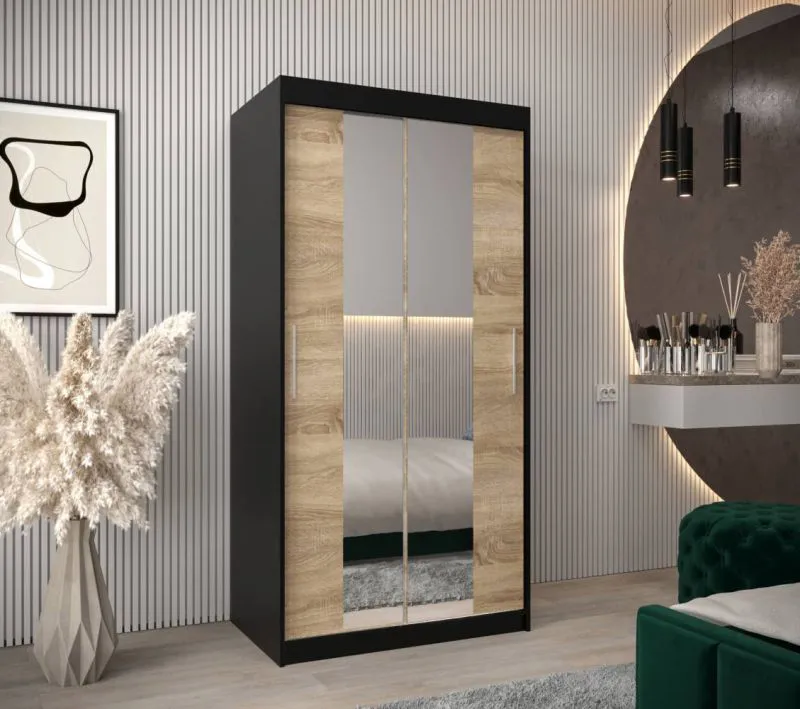 100 cm de large Armoire avec 5 casiers et 2 portes | Couleur : Noir Abbildung