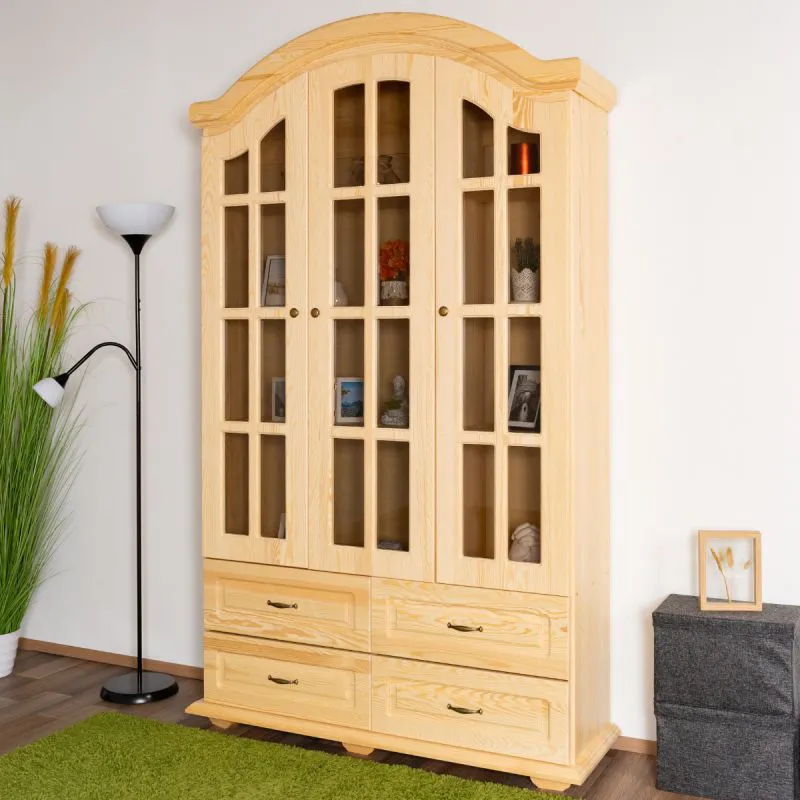 Vitrine en bois de pin massif naturel Pipilo 02 - Dimensions 224 x 133 x 40 cm