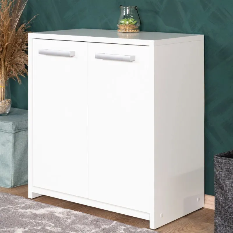 Armoire basse Cerri 05, Couleur : Blanc - 60 x 56 x 30 cm (h x l x p)