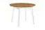 Table de salle à manger ronde ANSIS en blanc/chêne, dimensions Ø 100/130, hauteur du plateau 32 mm, surface plaquée, pieds en bois, robuste, bois de qualité supérieure