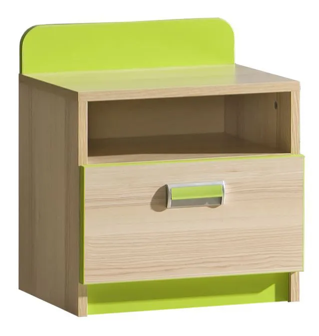 Chambre des jeunes - Table de nuit Dennis 12, couleur : vert cendre - Dimensions : 51 x 45 x 35 cm (h x l x p)