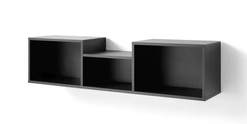 Etagère murale Authie 11, noir, 30 x 125 x 25 cm, avec 3 compartiments spacieux, étagère suspendue, chants ABS, robuste et stable, longue durée de vie