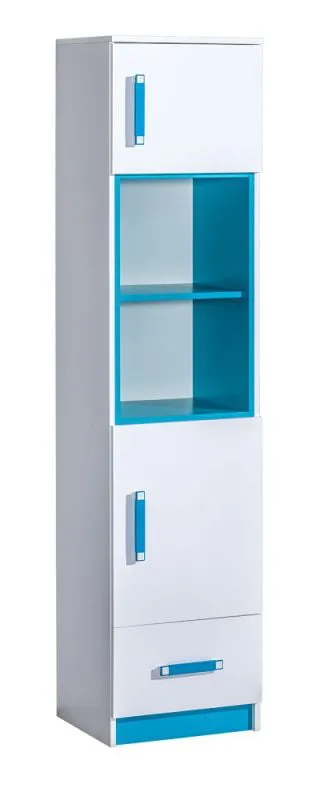 Chambre d'enfant - Armoire Frank 04, couleur : blanc / bleu - 189 x 45 x 40 cm (h x l x p)