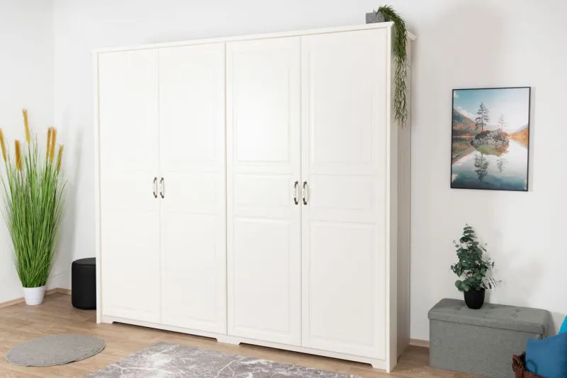 Armoire à portes battantes / armoire Falefa 01, couleur : blanc - Dimensions : 225 x 251 x 58 cm (H x L x P)