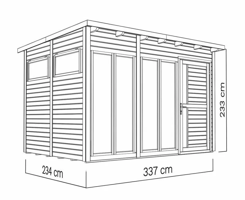 Bois-Abri de jardin 2,65 x 3,59 mètres (incl. toit) | Anthracite |  Abbildung