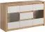 Vitrine Ortstock 01, couleur : chêne / blanc - 79 x 140 x 43 cm (h x l x p)