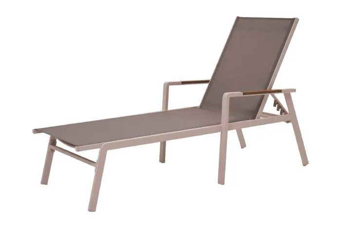 Chaise longue Las Vegas - avec dossier réglable en aluminium - Couleur : Gris aluminium, Longueur : 1600/1870 mm, Largeur : 685 mm, Hauteur : 930 mm, Hauteur de la chaise longue : 350 mm