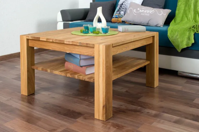 Table basse Wooden Nature 421 chêne massif - 80 x 80 x 45 cm (L x P x H)