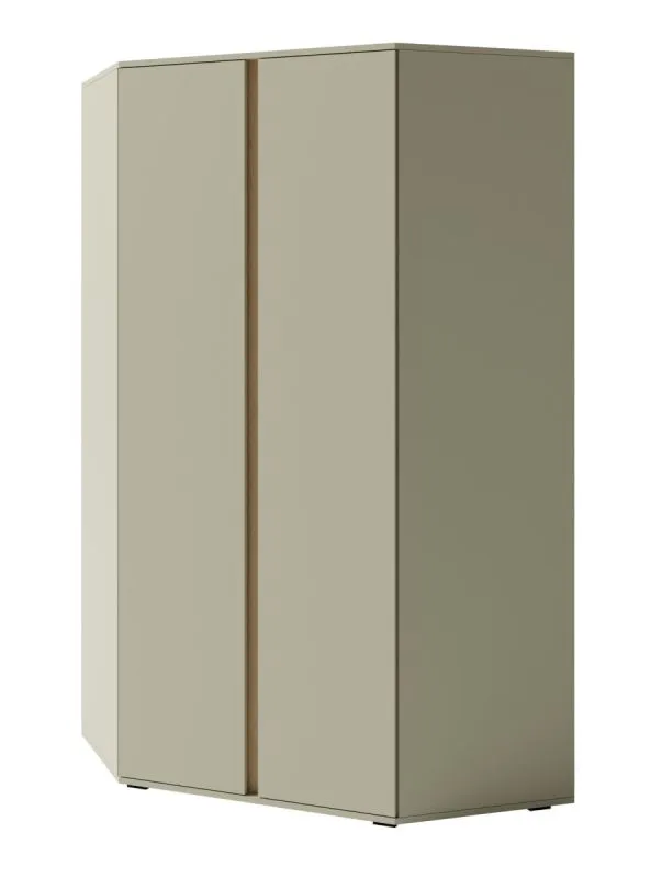 Armoire d'angle Fricourt 02, vert menthe / chêne foncé, 195 x 95 x 95 cm, avec 10 compartiments et 2 tringles à vêtements, chants ABS, stable et durable