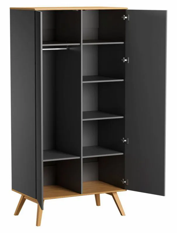 100 cm de large Armoire avec 2 portes | Couleur : Gris Abbildung