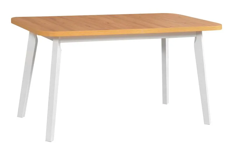 Grande table de salle à manger DUJA en blanc/chêne, extensible, dimensions 80 x 140/180 (l x p), hauteur du plateau de table de 32 mm, plateau de table laminé, pieds en bois stables