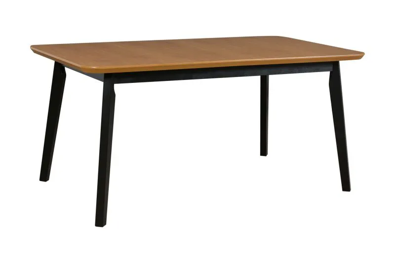 Table de salle à manger KLAVS en noir/chêne, surface plaquée, dimensions 90 x 160/200 (l x p), hauteur du plateau de table de 32 mm, haute résistance